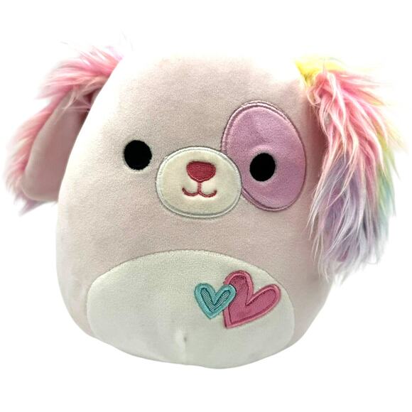 SQUISHMALLOWS 8" Bryce Pastel Pink Rainbow Dog Valentines Squad Plush Toy Animal - Picture 1 of 5
